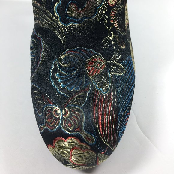 BAMBOO Living-23S Floral Brocade Block Heel Women's Ankle Bootie Boots Size 6 - Picture 8 of 8